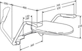 Pressalit TMA 1 Arm Support – dimensioned drawing