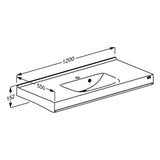 Pressalit MATRIX SQUARE 1200 mm dimension drawing