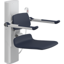 Pressalit PLUS shower seat – 450 mm Electric – Back & Armrests, Standard Seat, Dark Blue
