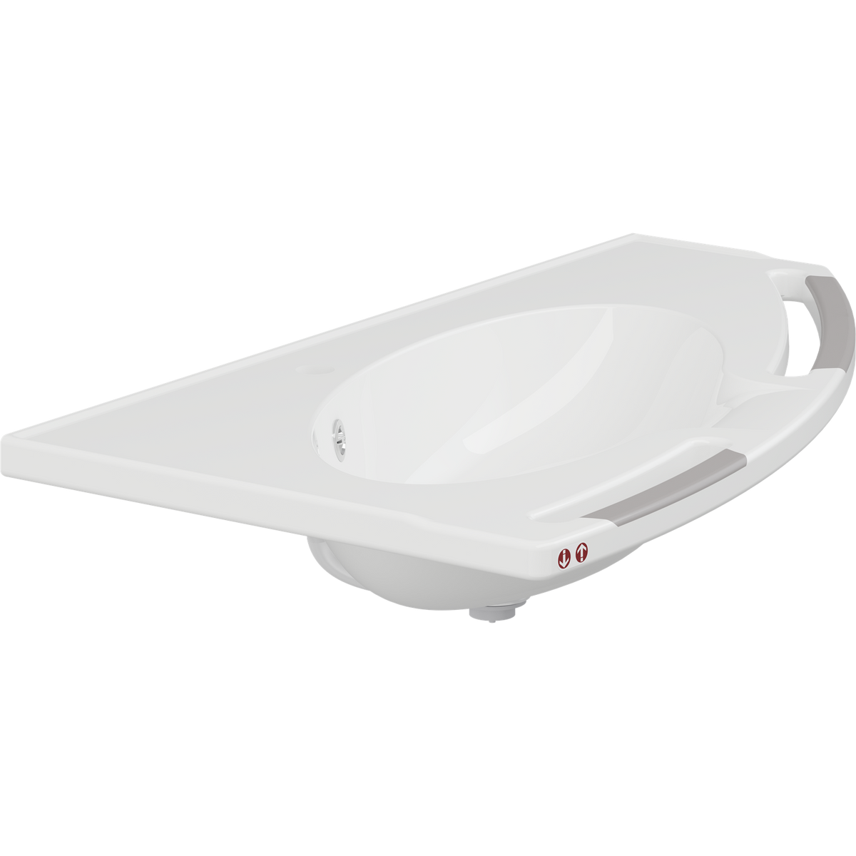 Pressalit MATRIX ANGLE DEEP wash basin with operating buttons, right-facing, with overflow