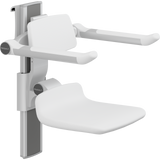 Pressalit PLUS shower seat – 310 mm Manual – Back & Armrests, Standard Seat, White