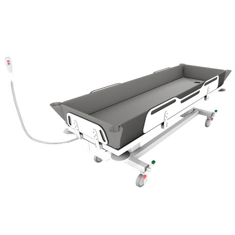 Pressalit MSCT 1 shower change trolley in a wet room