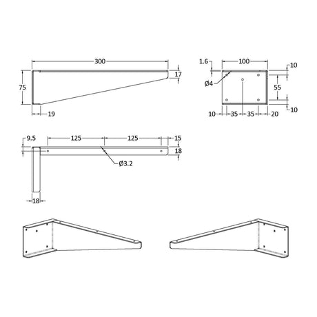 Nuie Shelf Support Brackets – Dark Grey, photo 2