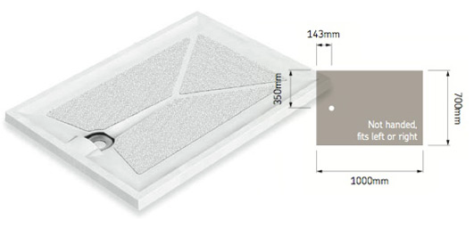 AKW Braddan 1000x700mm Level Access Shower Tray & Gravity Waste (16000W)