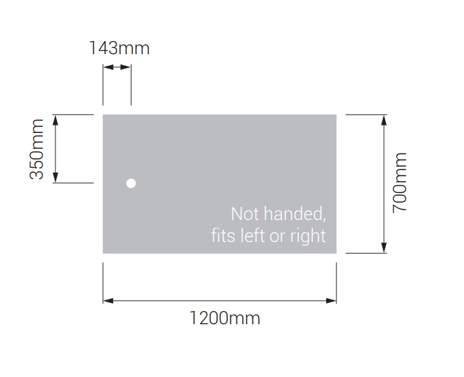 AKW Braddan 1200x700mm shower tray dimensions diagram