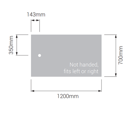AKW Braddan 1200x700mm shower tray dimensions diagram