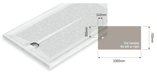 AKW Braddan 1300x700mm Level Access Shower Tray & Gravity Waste (16013W)