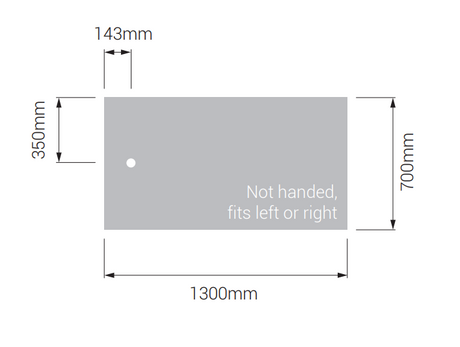 AKW Braddan 1300x700mm shower tray dimensions diagram