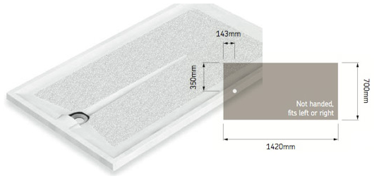 AKW Braddan 1420x700mm Level Access Shower Tray & Gravity Waste (16022W)