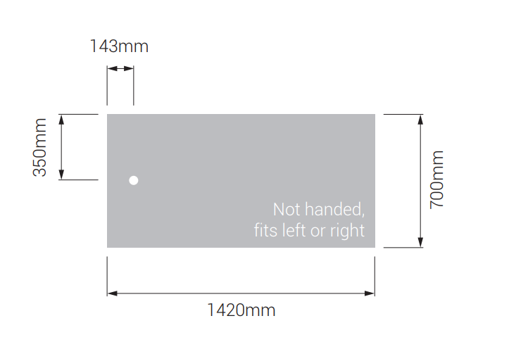 AKW Braddan 1420x700mm shower tray dimensions diagram
