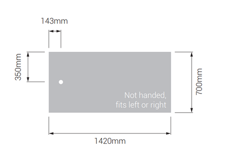 AKW Braddan 1420x700mm shower tray dimensions diagram