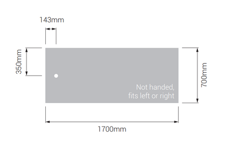 AKW Braddan 1700x700mm shower tray dimensions diagram