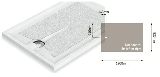 AKW Braddan 1200x820mm Level Access Shower Tray & Gravity Waste (16045W)
