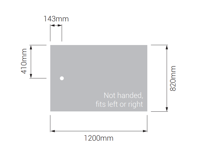 AKW Braddan 1200x820mm shower tray dimensions diagram
