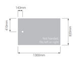 AKW Braddan 1300x820mm shower tray dimensions diagram