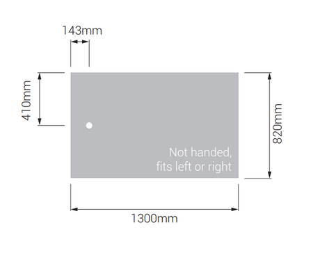AKW Braddan 1300x820mm shower tray dimensions diagram