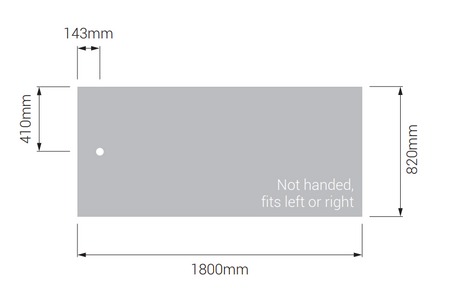 AKW Braddan 1800x820mm shower tray dimensions diagram