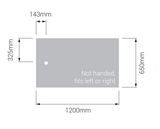 AKW Braddan 1200x650mm shower tray dimensions diagram