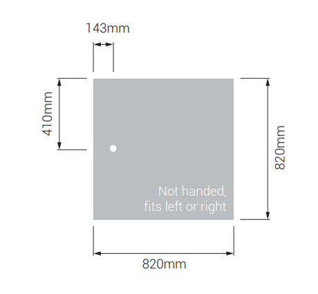 AKW Braddan 820x820mm shower tray dimensions diagram