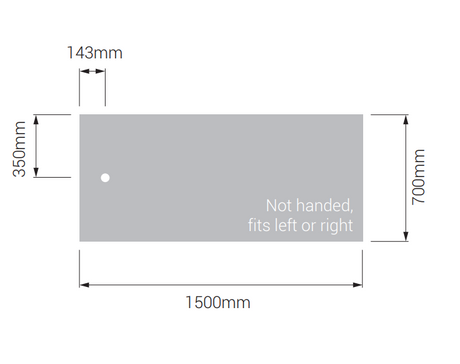 AKW Braddan 1500x700mm shower tray dimensions diagram