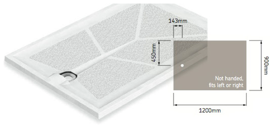 AKW Braddan 1200x900mm Level Access Shower Tray & Gravity Waste (16520W)