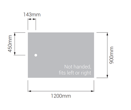 AKW Braddan 1200x900mm shower tray dimensions diagram