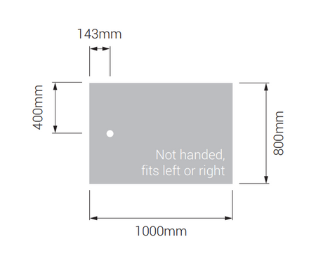 AKW Braddan 1000x800mm shower tray dimensions diagram