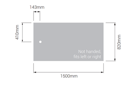 AKW Braddan 1500x820mm shower tray dimensions diagram