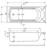 Carron Arc 1700x700mm Carronite Single Ended Bath with Twin Grips - White Gloss (02014T)