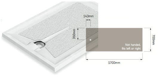 AKW Braddan 1700x700mm Level Access Shower Tray & Gravity Waste (16028W)