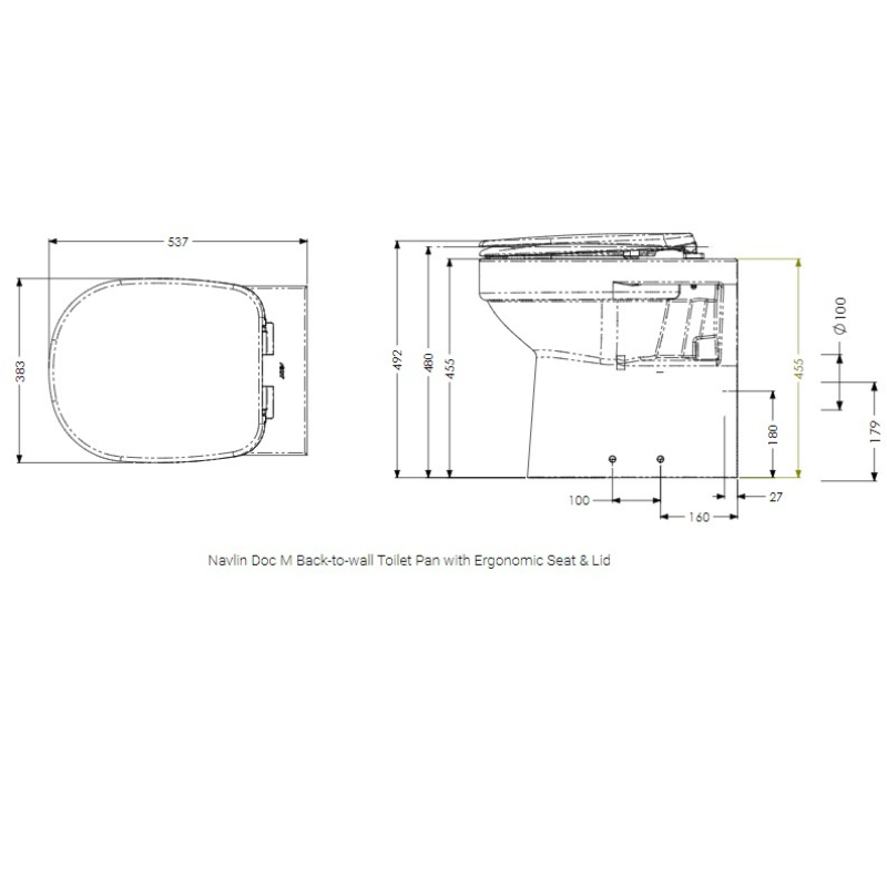 AKW Navlin Doc M Raised Height Back to Wall Toilet, photo 3
