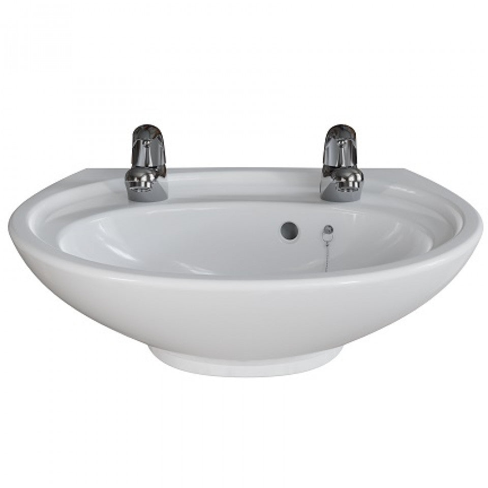 AKW Livenza Plus Sanitaryware Washbasin 450mm Two Tap Hole (23912)