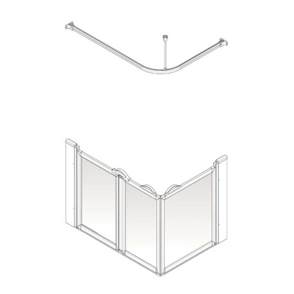 Akw Shower Riser AKW Option A Half Height Shower Screens 1000x700mm Left Handed 750mm H ...
