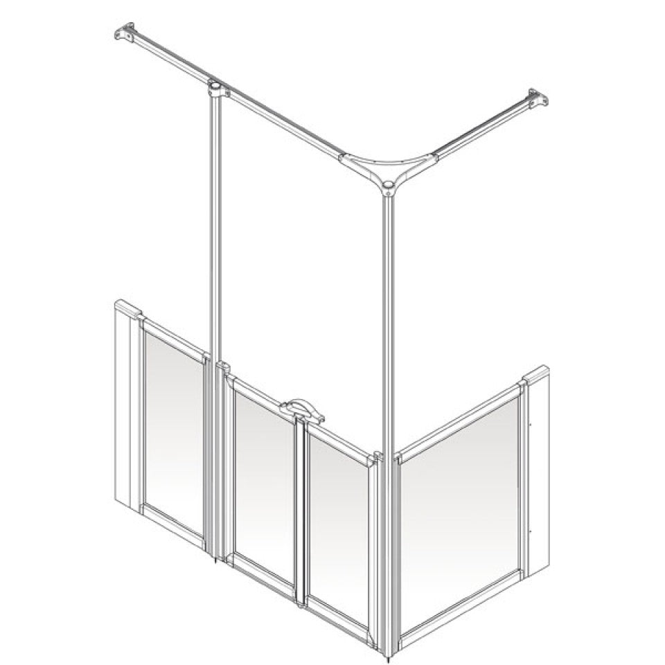 AKW Option Y Half Height Carer Shower Screen Set for Shower Trays, photo 2