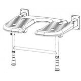 AKW 4000 Series Extra Wide Wall Mounted Unpadded Horseshoe Shower Seat (04120)