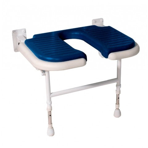 AKW 4000 Series Extra Wide Wall Mounted Blue Padded Horseshoe Shower Seat (04120P)