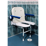 AKW 4000 Series Standard Wall Mounted Fold up Moulded Horseshoe Seat with Support Legs Back and Padded Arms (04160)