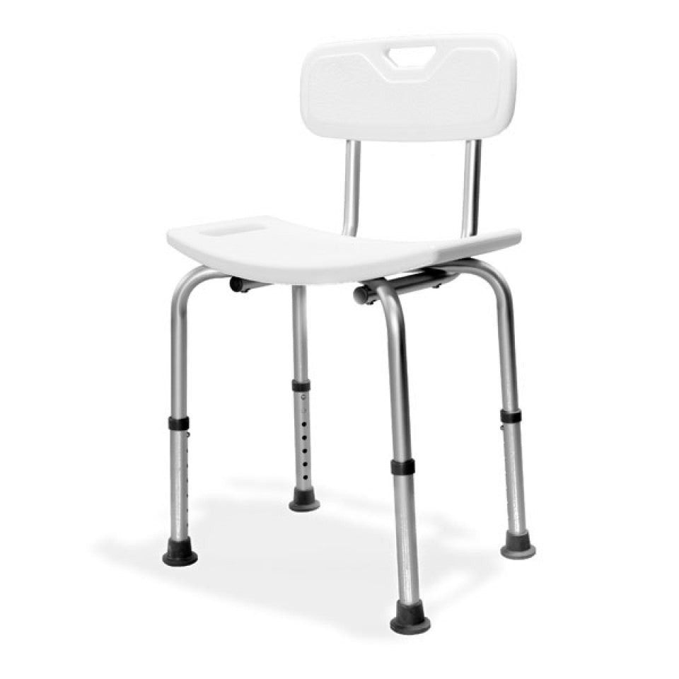 AKW Aluminium Freestanding Shower Stool with Back (02310)