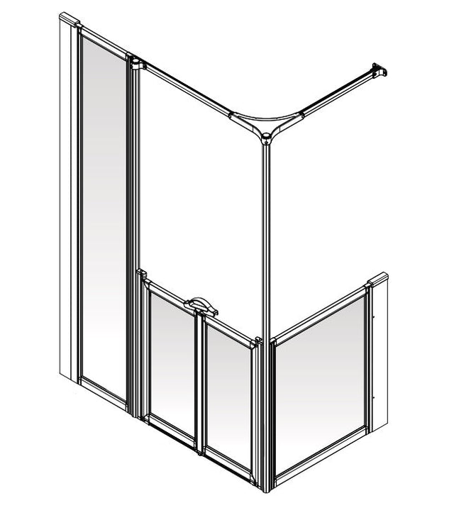 AKW Option YF Half Height Carer Shower Screen Set for Shower Trays