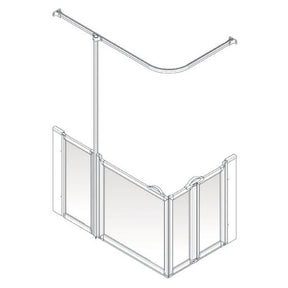 AKW Silverdale Option B Half Height Carer Shower Screen Set 1420 x 700mm, 900mm High