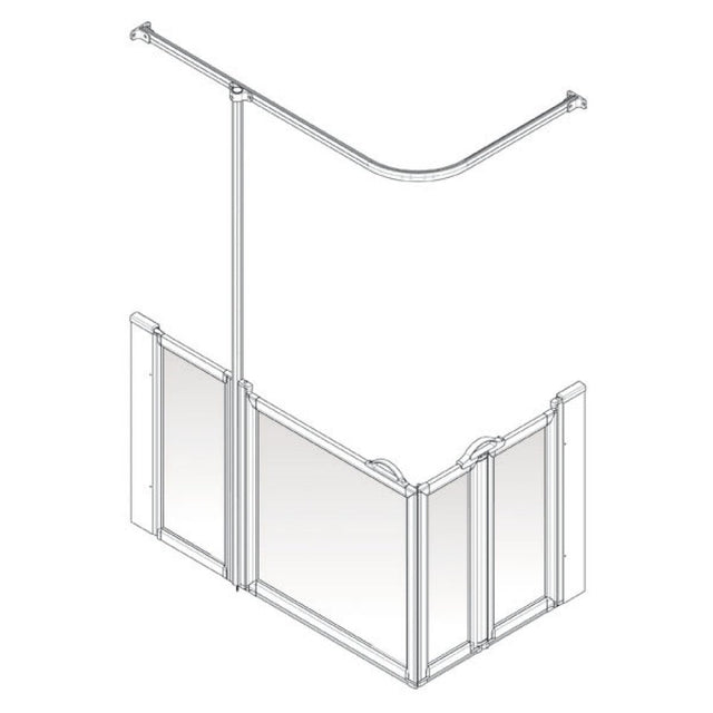 AKW Silverdale Option B Half Height Carer Shower Screen Set 1420 x 700mm, 900mm High