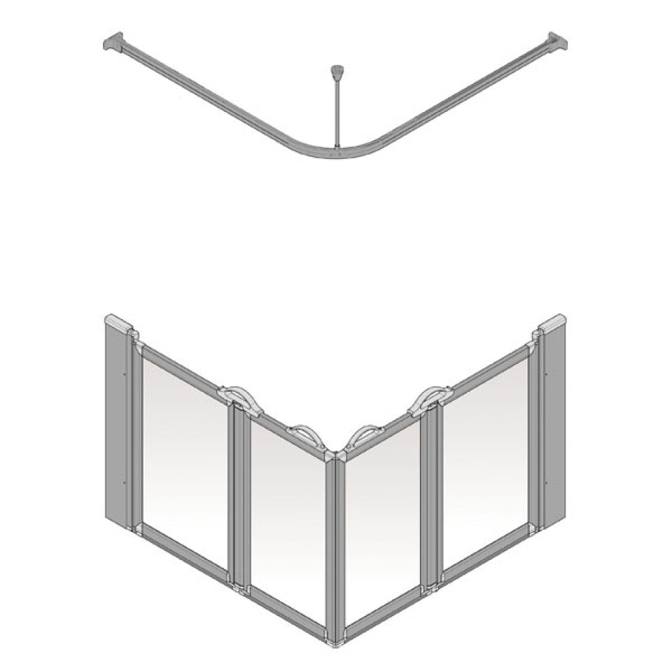 AKW Option E Silverdale Half Height Shower Screen Set for Shower Trays – Choice of Size, Height, Handing & Finish