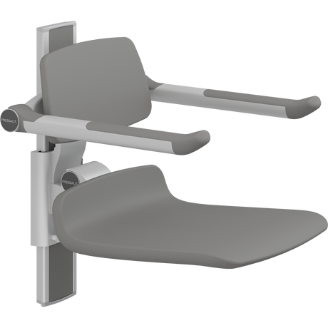 Pressalit PLUS shower seat – 450 mm Manual – Back & Armrests, Standard Seat, Anthracite