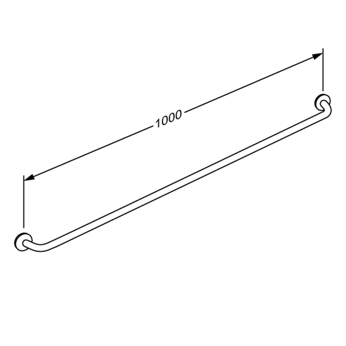 Pressalit PLUS straight handrail – dimension drawing (mm)
