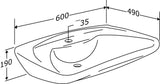 Pressalit MATRIX CURVE wash basin dimension drawing