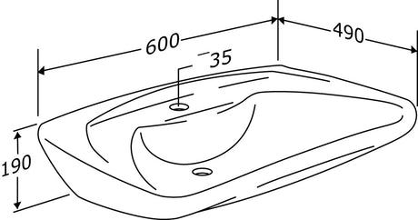 Pressalit MATRIX CURVE wash basin dimension drawing