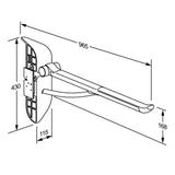 Pressalit PLUS Support Arm for SELECT Toilet Lifters – right hand dimensioned drawing