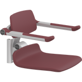 Pressalit PLUS replacement shower seat – 450 mm – Back & Armrests, Standard Seat, Red