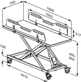 Pressalit MCT 3 change trolley dimension drawing