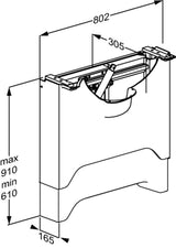 Pressalit MATRIX ANGLE DEEP height and sideways basin unit dimension drawing